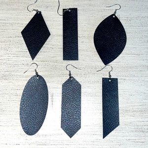 Black faux leather earrings